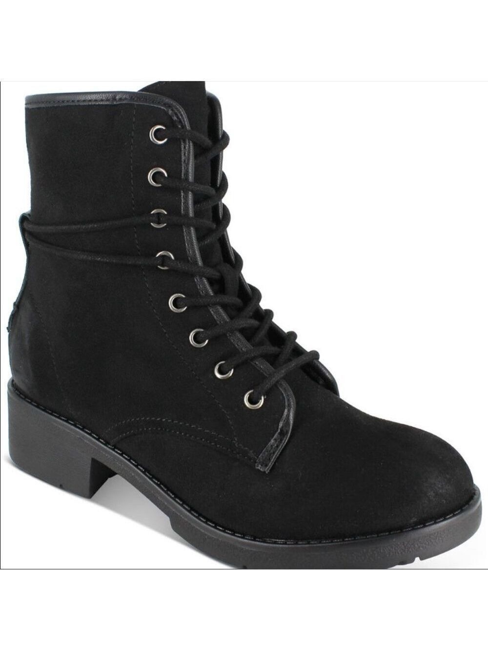 NIB-Rock & Candy by Zigi Soho "Hurley" Bold Lace Chunkey Heel Moto Boots Black 7